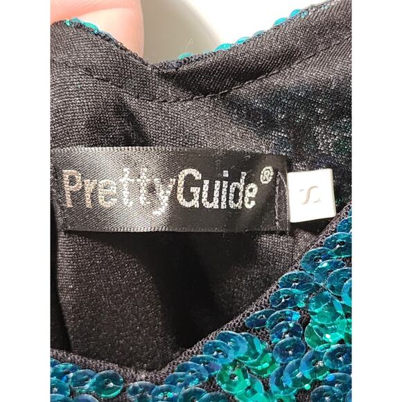 PrettyGuide Sz. L Sequin Cocktail Dress V Neck Bodycon Glitter Formal Mini Dress - Picture 5 of 8
